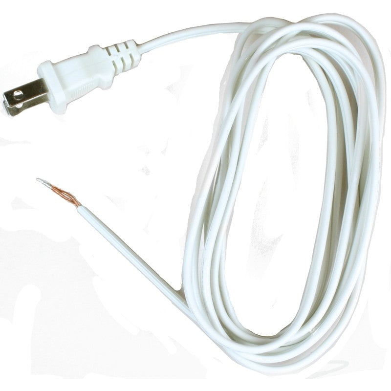 Jandorf 60134 Lamp Cord with Polarized Plug, White Sheath