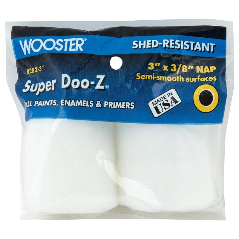 Wooster R282-3 Trim Roller Refill, 3/8 in Thick Nap, 3 in L, Fabric Cover