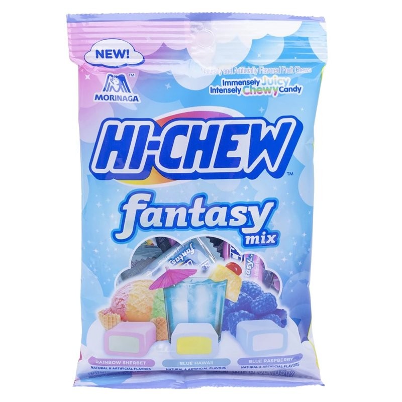 Hi-Chew 744238 Fantasy Mix Chewy Candy, Blue Hawaii, Blue Raspberry, Rainbow Sherbet, 3 oz Bag (Pack of 6)