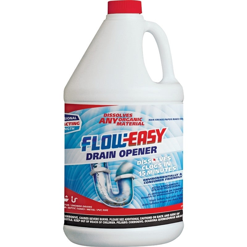 Flow-Easy FE128 Drain Opener, Liquid, Brown, 1 gal (Pack of 4)