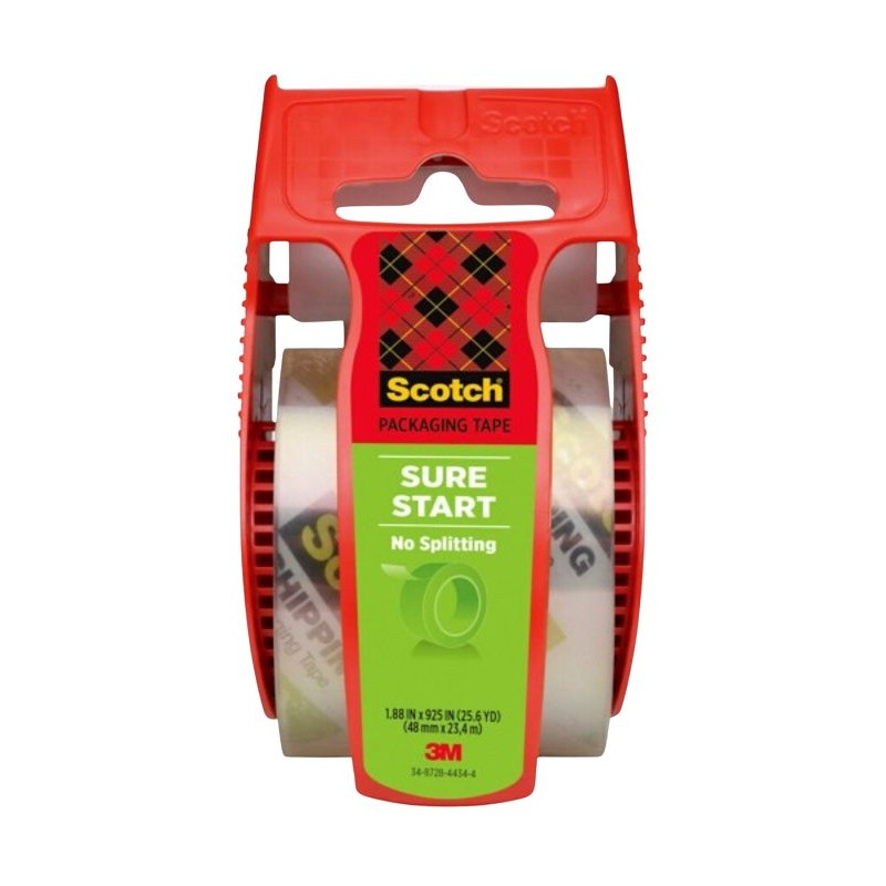 Scotch 145 Packing Tape, 22.2 yd L, 1.88 in W, Plastic Backing, Clear
