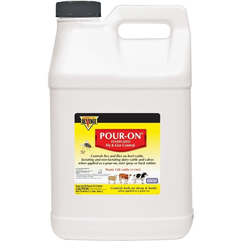 Bonide REVENGE 46431 Fly and Lice Control, Liquid, Pour-On, Spray Application, 2.5 gal (Pack of 2)