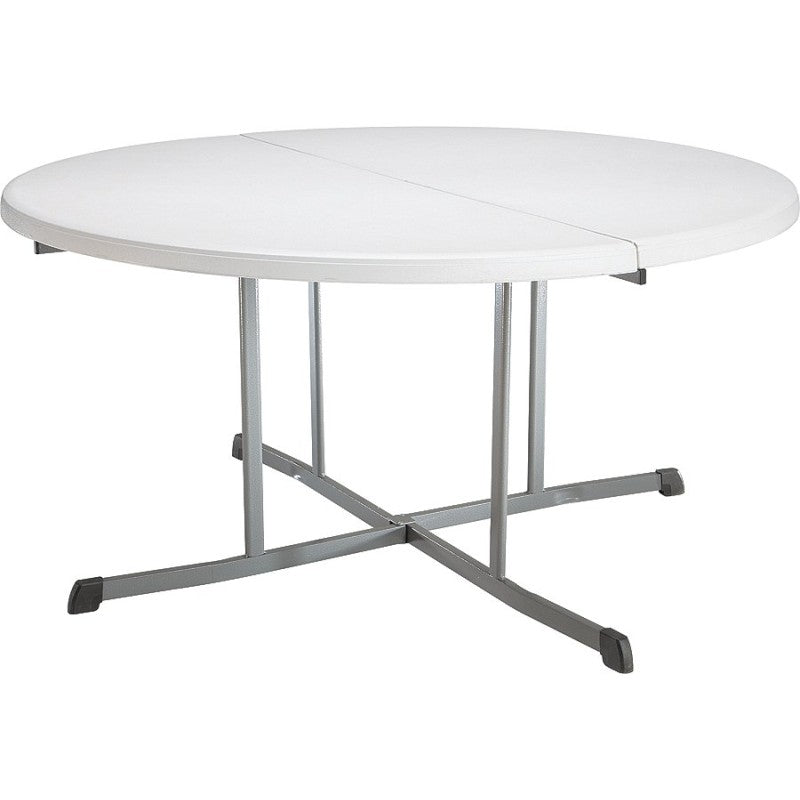 Lifetime Products 5402 Fold-in-Half Table, 60 in D x 29 in H Open, Steel Frame, Polyethylene Tabletop, Gray/White