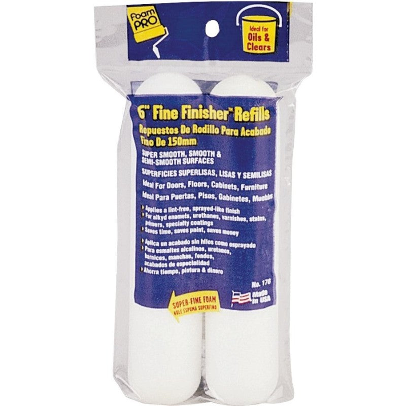 Foampro 176 Roller Cover, 3/8 in Thick Nap, 6 in L, Foam Cover