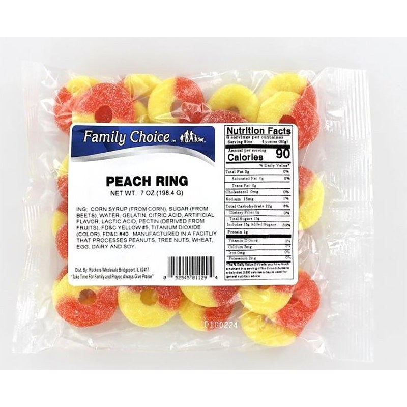 Family Choice 1129 Candy, Peach Flavor, 8 oz (Pack of 12)