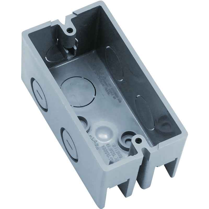 Carlon B112HB Handy Box, 1 -Gang, 6 -Knockout, 1/2 in Knockout, Plastic, Gray, Screw Mounting