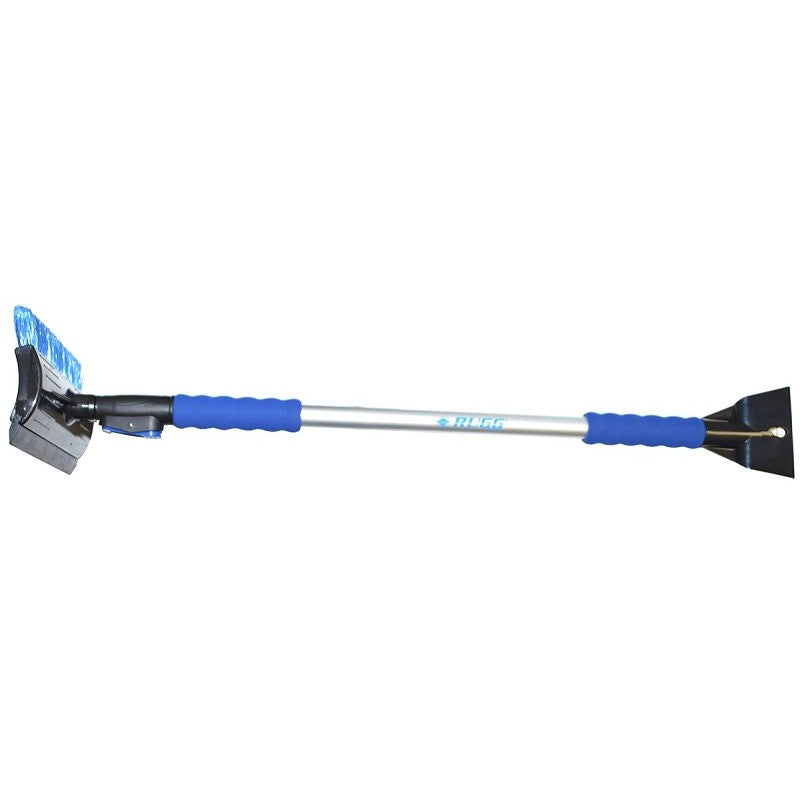 Rugg SC9010 Snowbrush/Scraper, Plastic/Polyester Blade, Aluminum Handle, Telescopic Handle, Black/Blue, 49 in OAL