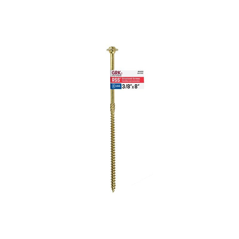 GRK Fasteners RSS 96020 Structural Screw, 3/8 in Thread, 8 in L, Washer Head, Star Drive, Steel, 25 PK (Pack of 25)