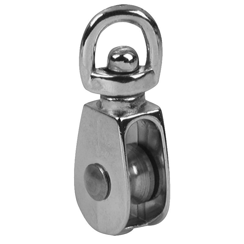 Baron 0173ZD-2 Rope Pulley, 7/16 in Rope, 55 lb Working Load, 2 in Sheave, Nickel