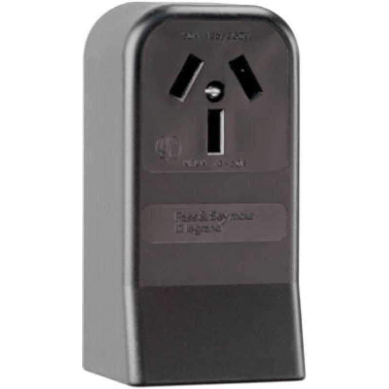 Legrand 385CC6 Straight Blade Power Outlet Receptacle, Surface Mounting, 3-Pole, 125/250 V, 50 A, Black