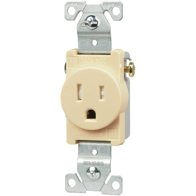 Eaton Wiring Devices TR817V-BOX Single Receptacle, Flush Mounting, 2-Pole, 125 V, 15 A, NEMA: NEMA 5-15R