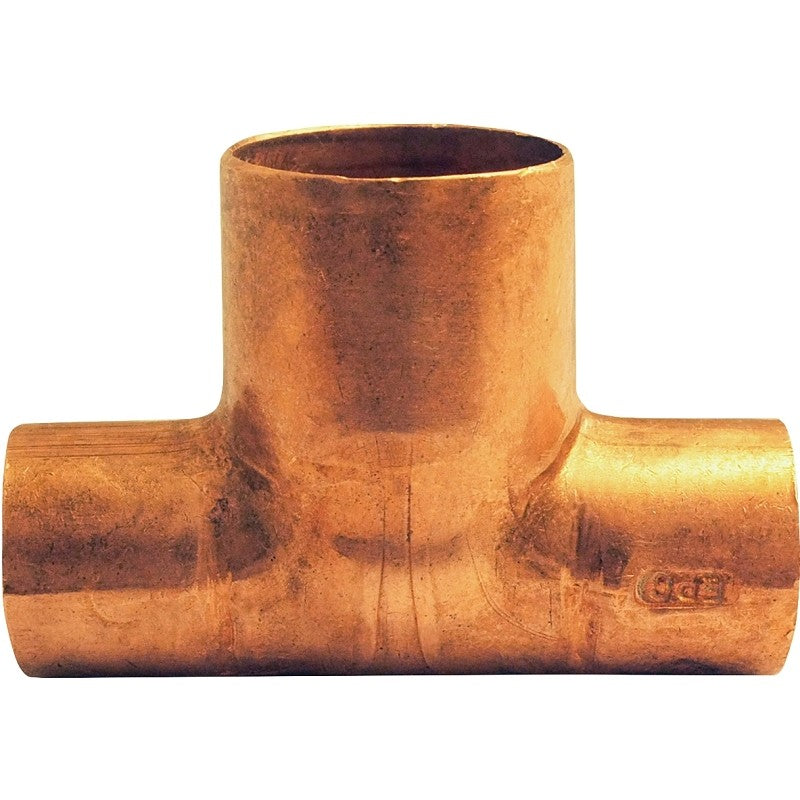 Elkhart Products 111BH Series 32704 Bullhead Pipe Tee, 1/2 x 1/2 x 3/4 in, Sweat, Copper