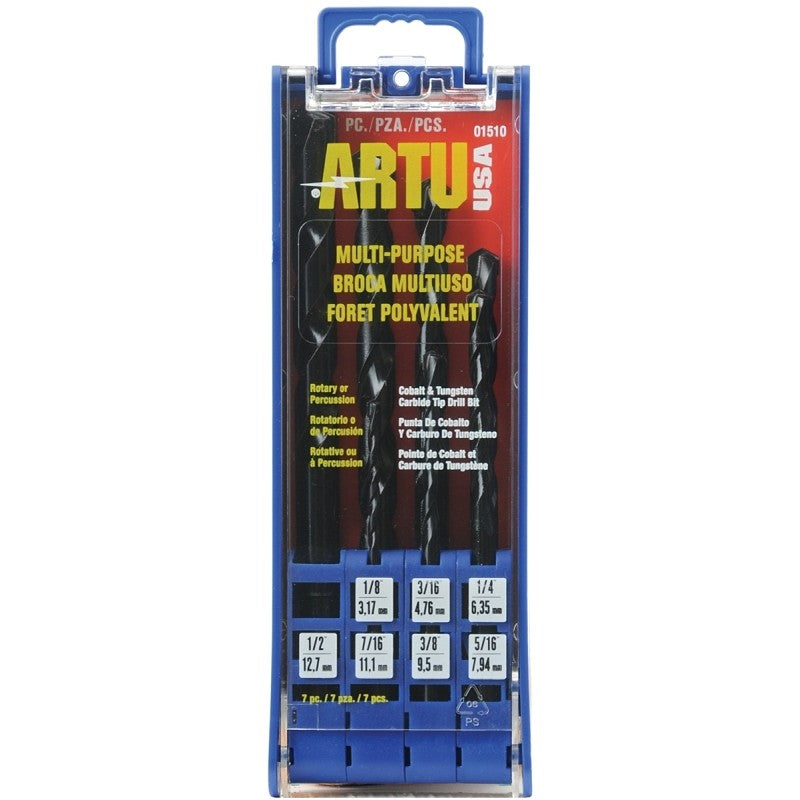 ARTU 01510 Drill Bit Set, Multi-Purpose, 7-Piece, Cobalt