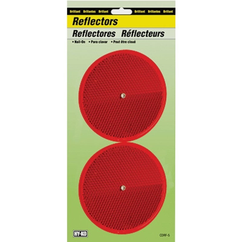 Hy-Ko CDRF-5R Carded Reflector, Nail Mounting, 9.63 in L Post, Red Reflector