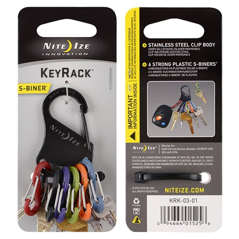 Nite Ize KRK-03-01 Key Carabiner, 2.85 in OAL, Stainless Steel, Black