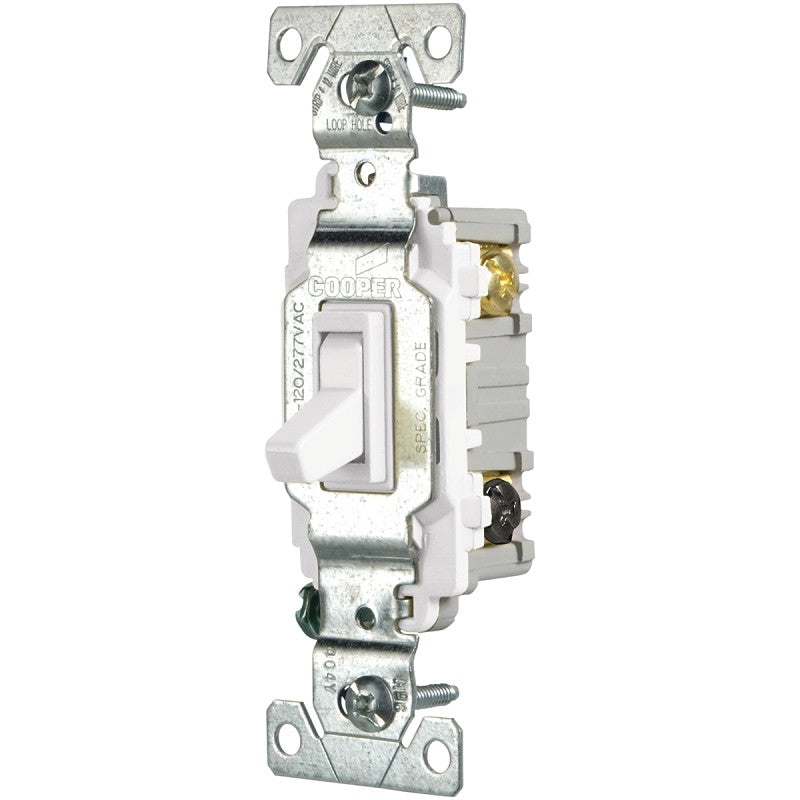Eaton Wiring Devices CSB115STW-SP Series Toggle Switch, White, 15 A, 120/277 V, 1-Pole, Nylon Housing Material