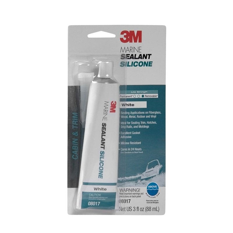 3M 8017 Marine-Grade Sealant, White, 3 oz Tube