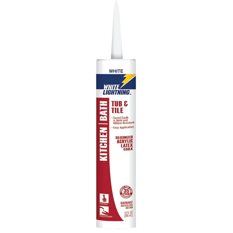 White Lightning W22000010 Caulk, White,-30 to 180 deg F, 10 fl-oz, Cartridge (Pack of 12)