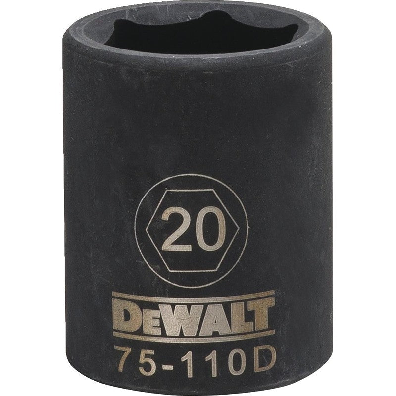 DEWALT DWMT75110OSP Deep Impact Socket, 20 mm Socket, 1/2 in D Socket, 1/2 in Drive, 6-Point, Steel, Black Oxide