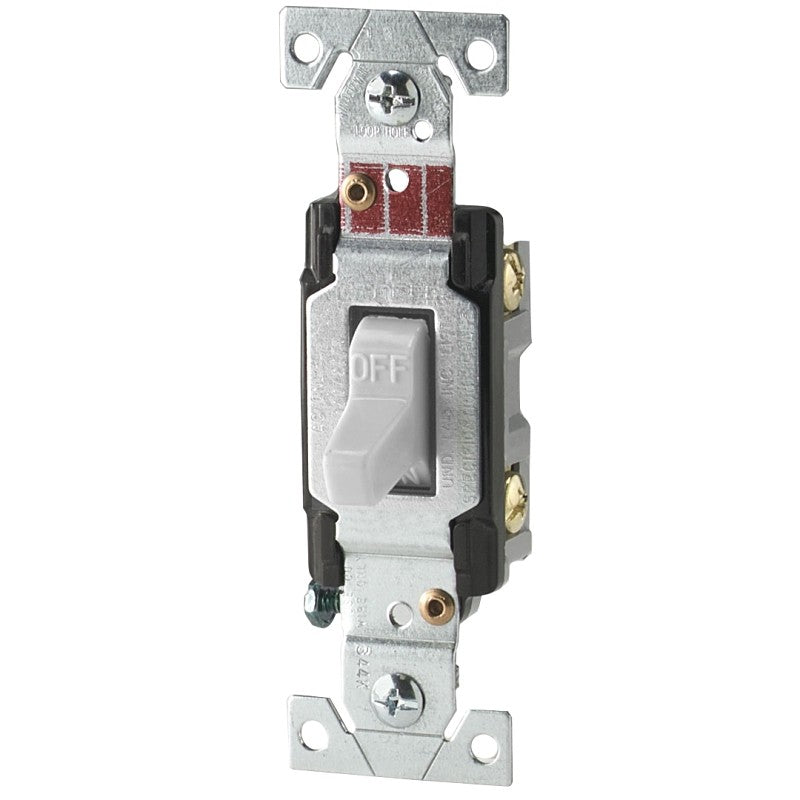 Eaton Wiring Devices CS120W Toggle Switch, 20 A, 120/277 V, Screw Terminal, Nylon Housing Material, White