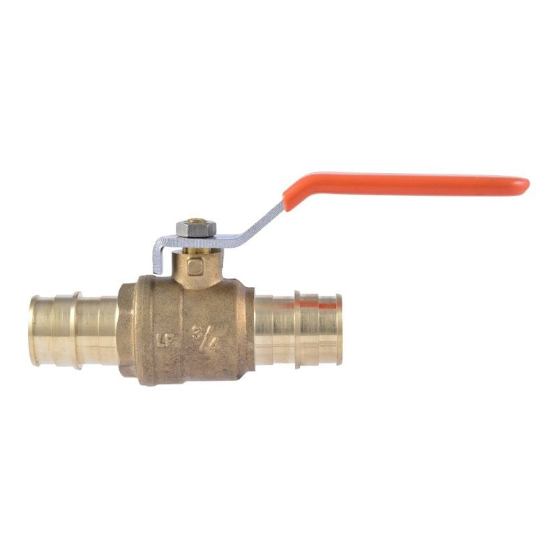 SharkBite UAB22462LFA Ball Valve, 3/4 in Connection, Barb, 160 psi Pressure, Brass Body