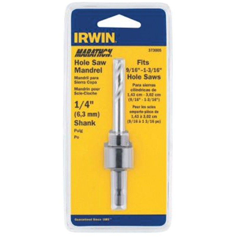 Irwin 373002 Mandrel Hole Saw Arbor, Hex Shank, 1/2 in Shank
