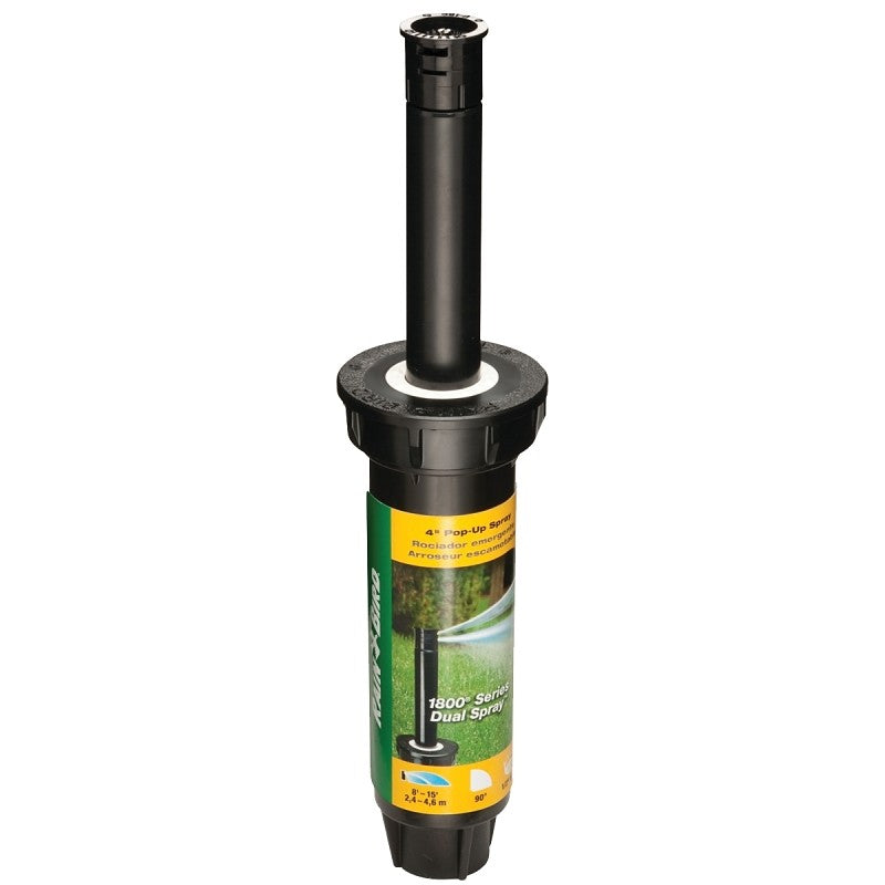 Rain Bird 1804QDS Spray Head Sprinkler, Part-Circle, 0.1 gpm, 1/2 in Connection, FNPT, 12 to 15 ft, Plastic