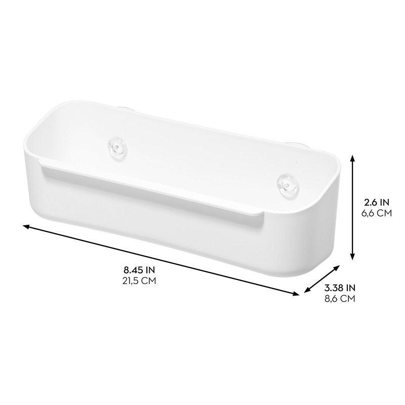 iDESIGN 23042 Sink Caddy, 21.6 cm L, 8.5 cm W, 6.7 cm H, Polypropylene, White, Suction Cup (Pack of 4)