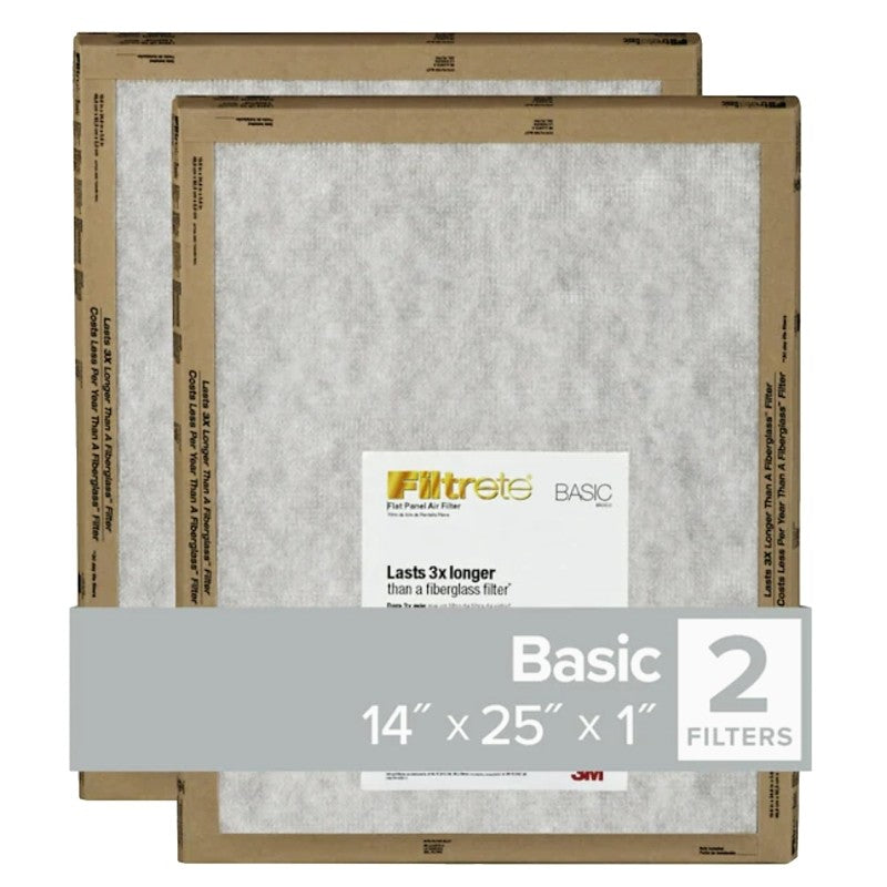 Filtrete FPL04-2PK-24 Air Filter, 25 in L, 14 in W, 2 MERV, For: Air Conditioner, Furnace and HVAC System (Pack of 24)