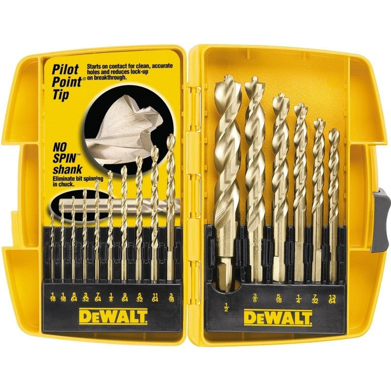 DEWALT DW1956 Drill Bit Set, High Performance, 16-Piece, Steel, Ferrous Oxide