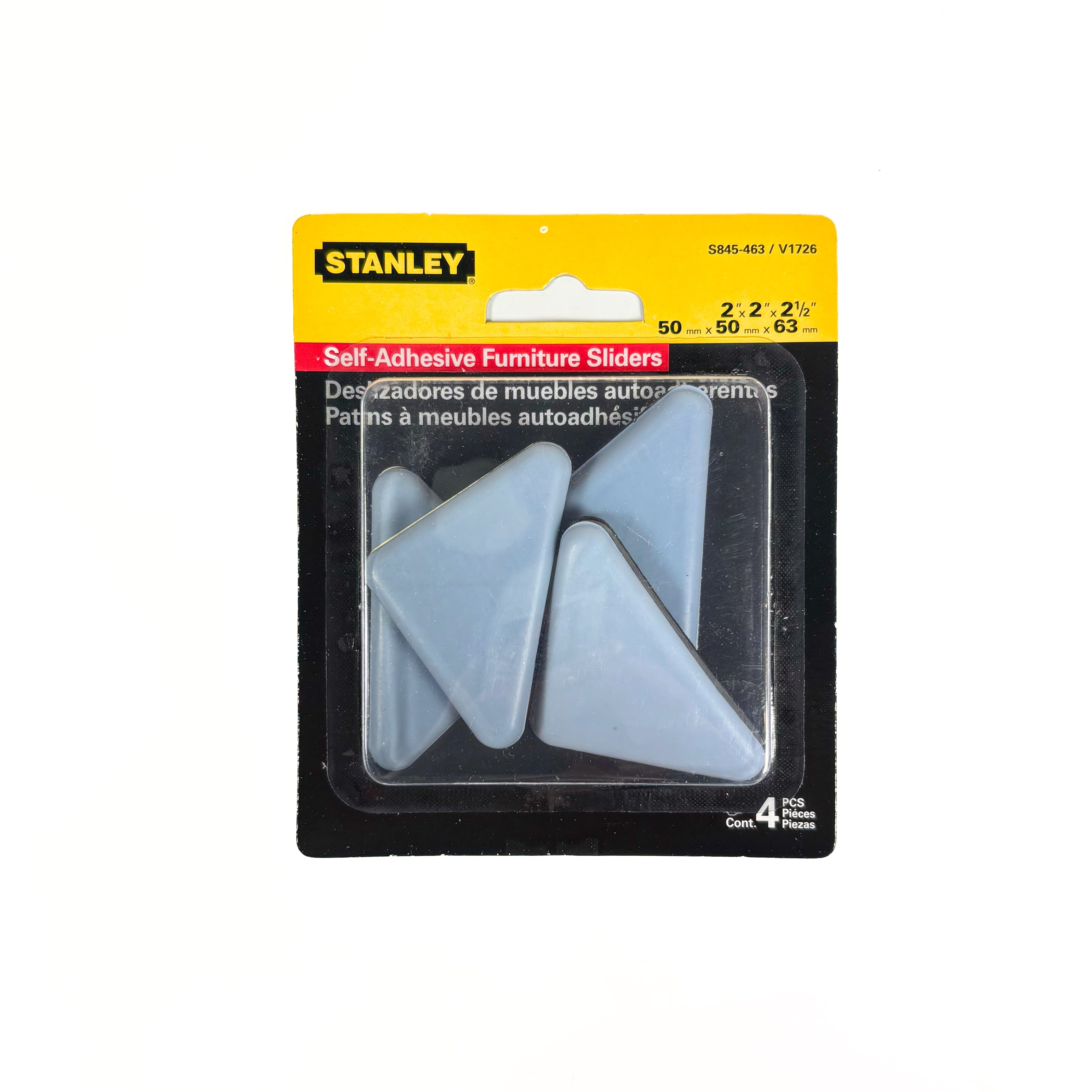 Triangular Self Adhesive Furniture Sliders 2 By 2 By 2-1/2 Inch 4 Pack