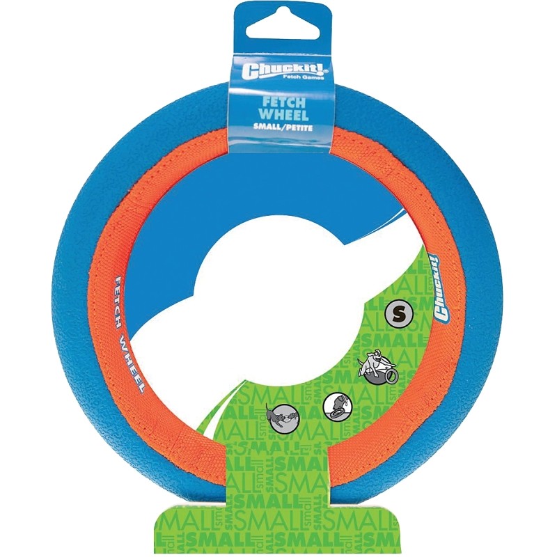 Chuckit! 252101 Dog Toy, Wheel, S, Rubber, Blue/Orange