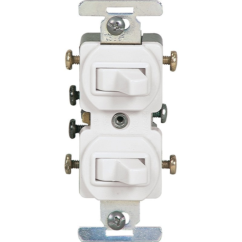 Eaton Wiring Devices 276W-BOX Series Combination Toggle Switch, White, 15 A, 120/277 V, Screw Terminal