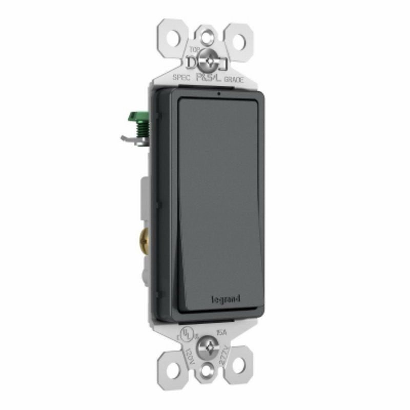 Legrand radiant Series TM873GCC10 Rocker Switch, 15 A, 120/277 V, Push Wire, Side Wire Terminal
