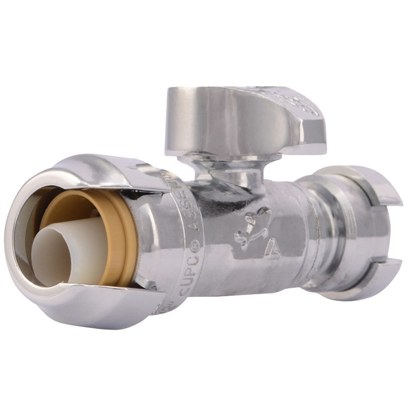 SharkBite 23049-0000LF Stop Valve, 1/2 x 1/4 in Connection, Compression, 200 psi Pressure, Brass Body
