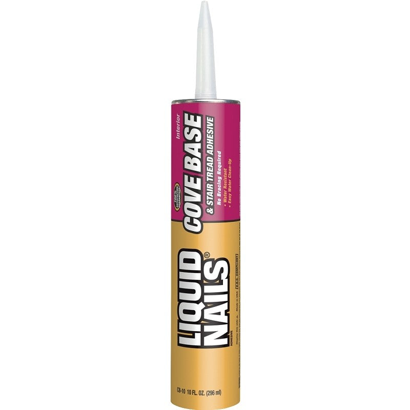 Liquid Nails CB-10 Cove Base and Stair Tread Adhesive, Tan, 10 oz Cartridge (Pack of 12)
