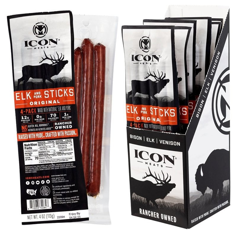 Icon Meats 8-10033-74084-8 Elk Stick, Original, 4 oz (Pack of 6)