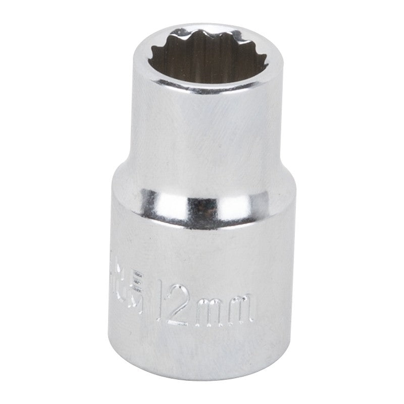 Vulcan MT6529093 Drive Socket, 12 mm Socket, 1/2 in Drive, 12-Point, Chrome Vanadium Steel, Chrome
