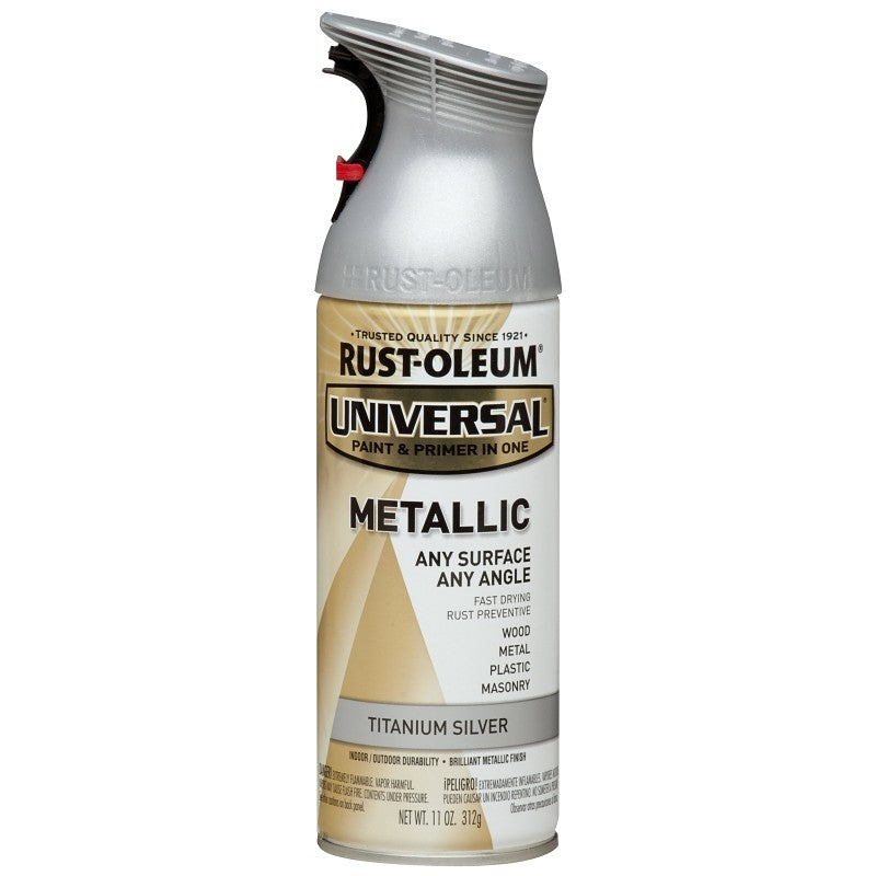 Rust-Oleum 245220 Metallic Spray Paint, Metallic, Titanium Silver, 11 oz, Can