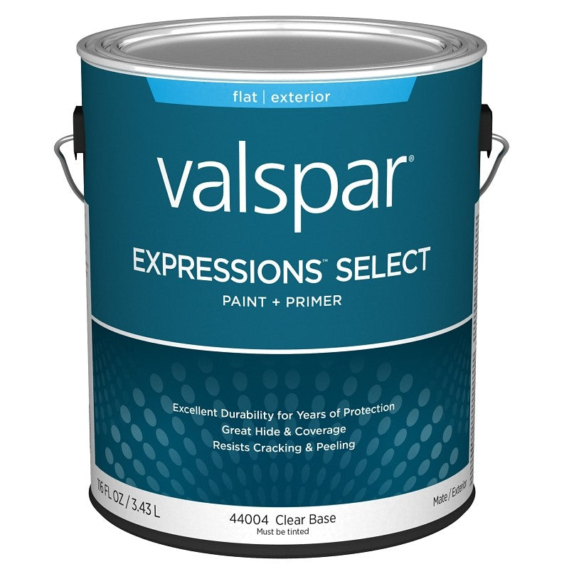 Valspar Expressions Select 4400 028.0044004.007 Latex Paint, Acrylic Base, Flat Sheen, Clear Base, 1 gal (Pack of 4)