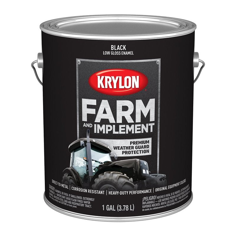 Krylon K01965008 Farm and Implement Paint, 1 gal, Black, Liquid (Pack of 4)