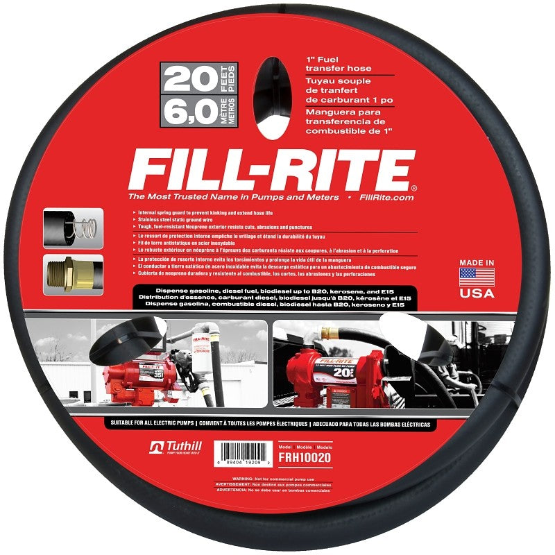 Fill-Rite FRH10020 Fuel Transfer Hose Male, 20 ft L, Neoprene, Black