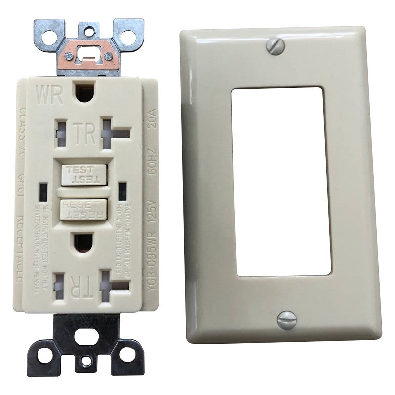 Genmax TRWR20VST GFCI Wall Receptacle, 20 A, Ivory