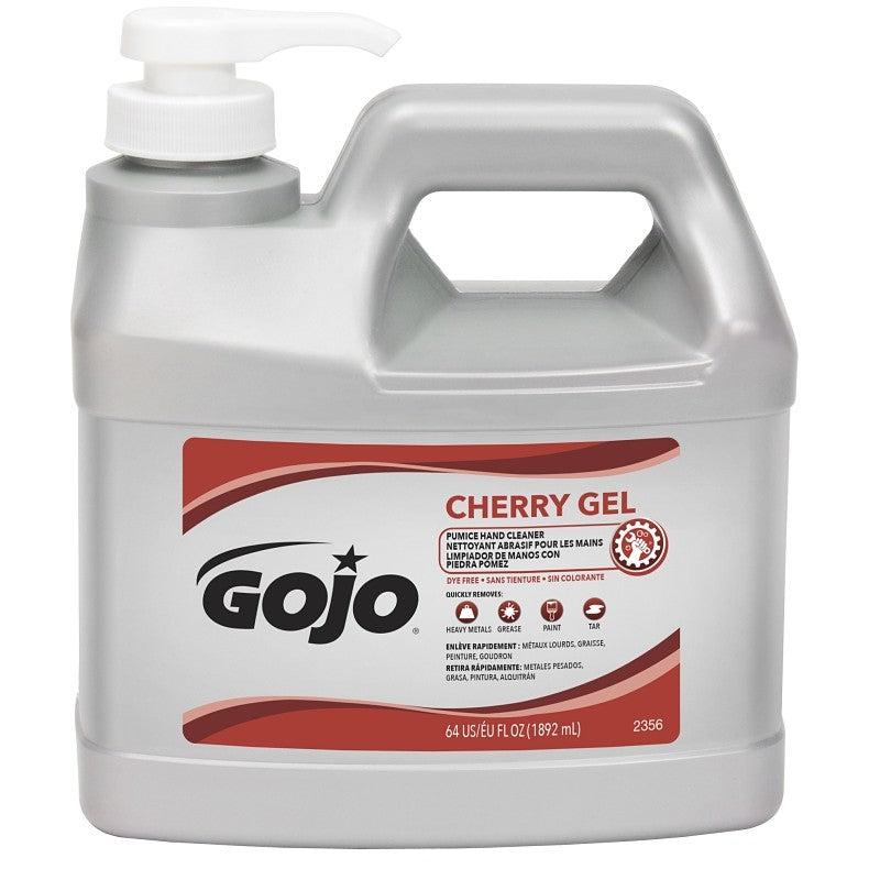 Gojo 2356-04 Hand Cleaner, Gel, Red, Cherry, 0.5 gal, Bottle (Pack of 4)