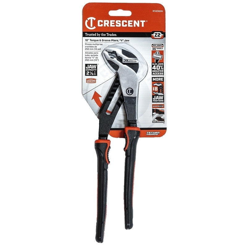 Crescent Z2 K9 Series RTZ210CGV Tongue and Groove Plier, 10.8 in OAL, 2.1 in Jaw, Self-Locking Adjustment, 1.4 in W Jaw