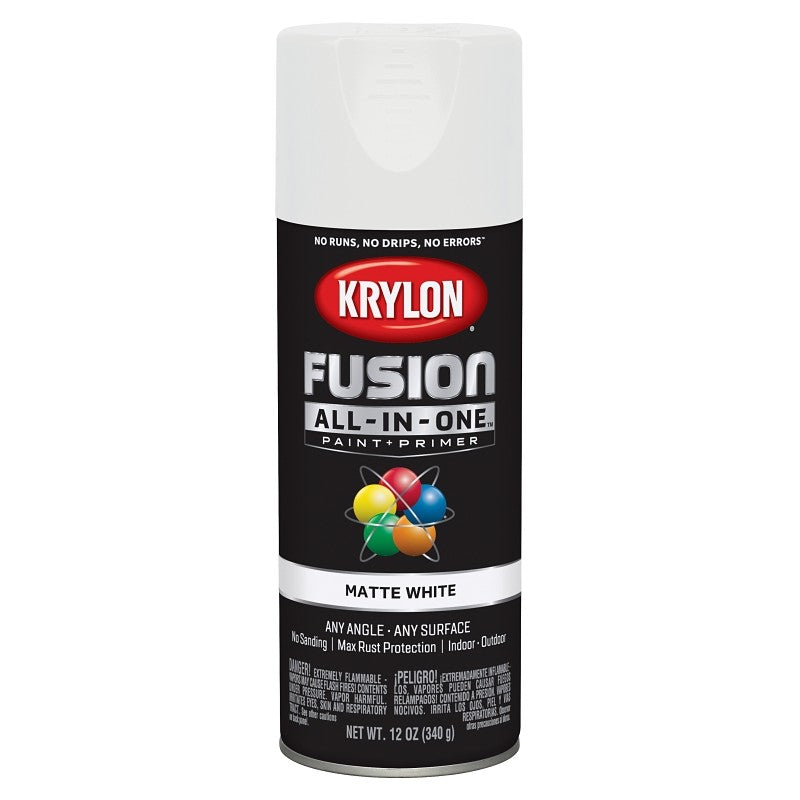 Krylon K02764007 Spray Paint, Matte, White, 12 oz, Can