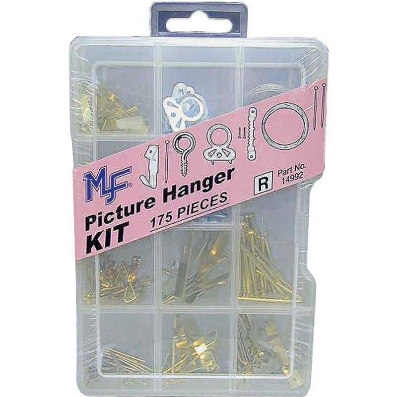Midwest Fastener 14992 Picture Hanger Kit, Includes: (40) 1 in, (14) 2 in Brass Nails, (12) 10 lb Picture Hangers