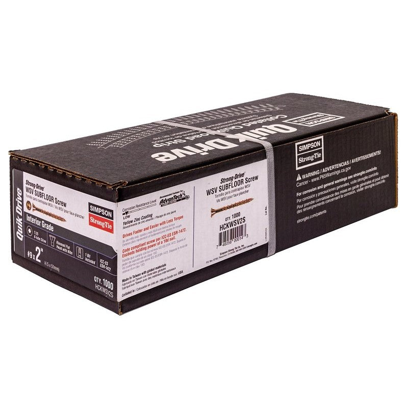 Simpson Strong-Tie Strong-Drive HCKWSV2S Collated Screw, #9 Thread, 2 in L, Rimmed Flat Head, Zinc Plated