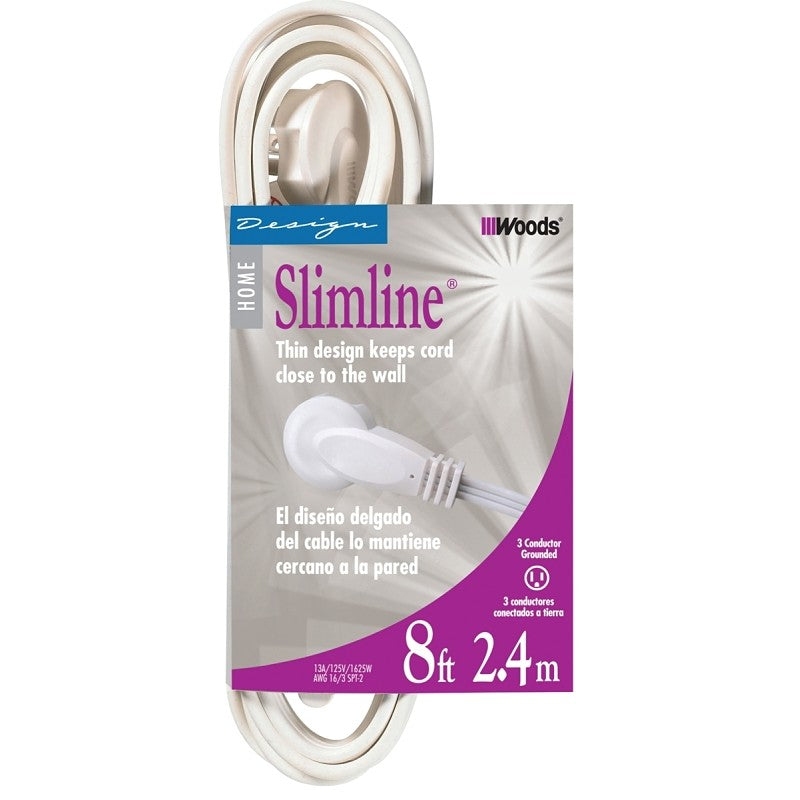 CCI 2241 Extension Cord, 16 AWG Cable, 8 ft L, White