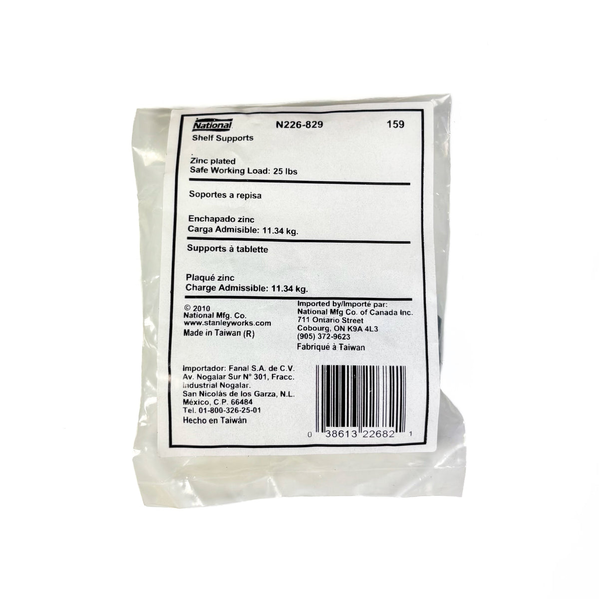 Shelf Support 1/4 Inch Zinc Plated 8 Pack